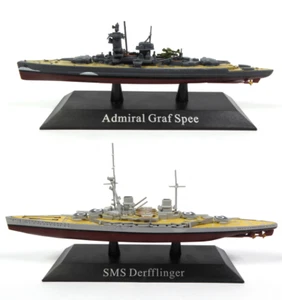 Set of 2 Warships 1:1250 WW1 + WW2 Diecast Military Model Boat Battleship WSL16 - Picture 1 of 11