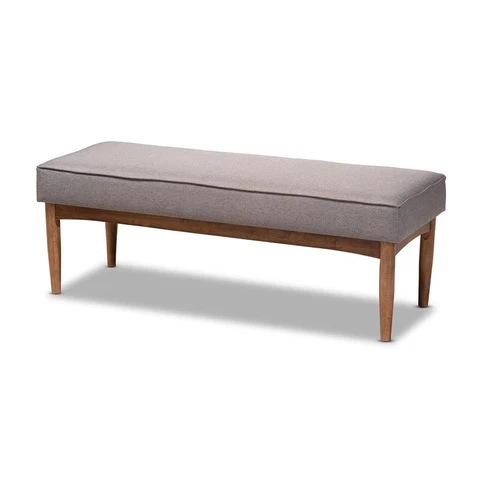 Baxton Studio Arvid Modern Fabric Upholstered Wood Dining Bench in Gray Cover