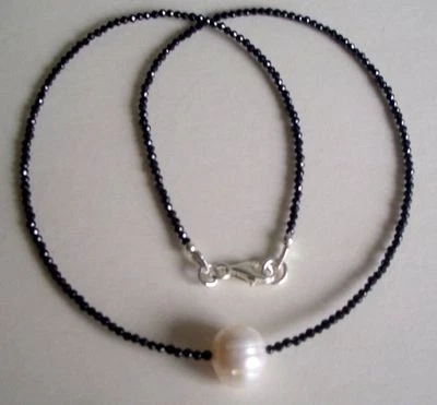  super dünne facettierte Spinell Kette, 925er Silber Schloss - schwarzer Diamant - Bild 1 von 4