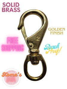 3 3/4" solid brass swivel snap hook with 3/4" eye Corrosion resistant Wide Mouth - Picture 1 of 8