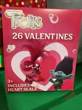 Paper Magic Group 26 Tolls Valentines 48 Heart Seals 8 Trolls-Tastic Designs