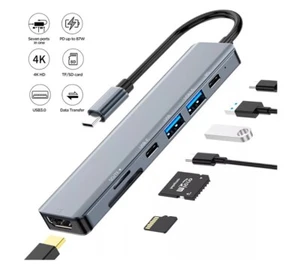 7 w 1 Multiportowy koncentrator USB-C Typ C na USB 3.0 4K HDMI Adapter do Macboo - Zdjęcie 1 z 4
