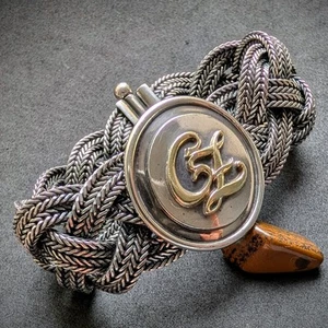 Vintage Flecht Armband 835 Silber Gustav Hauber Mid Century CZ Gold c. 1950s S - Bild 1 von 12
