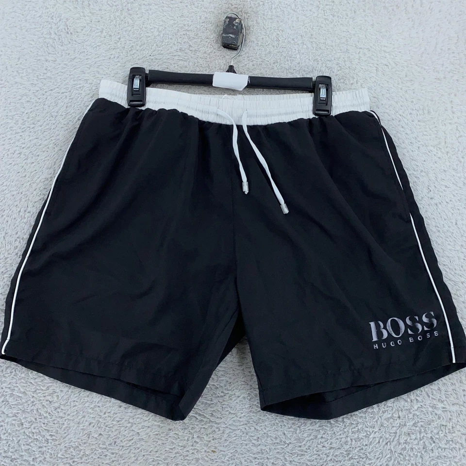 Pantalones Cortos de Natación Hugo Boss Para Hombre Grandes 30x7 Negro Blanco Cordón Secado Rápido Foto 1 de 4