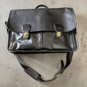 VINTAGE 80’S BLACK LEATHER COACH STYLE 5275 METROPOLITAN MESSENGER BRIEF BAG - Picture 1 of 10