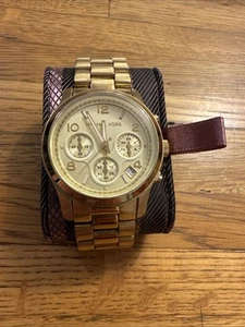 Michael KORS Mid-Size Runway MK5055 Wrist Watch for Women Gold Needsnew batttery - Picture 1 of 7