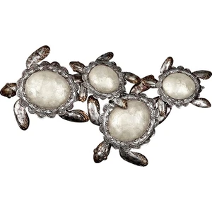 Capiz & Metall Schildkrötenballen Wandbild weiß/dunkelgrau 25x13x3,5" - Bild 1 von 3