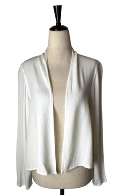 Cárdigan ligero abierto tejido blanco pequeño Eileen Fisher suéter mujer Foto 1 de 4