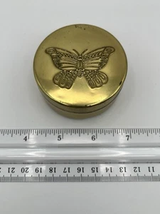 Contenitore portagioie vintage farfalla oro tondo metallo latta 2,5" - Foto 1 di 7