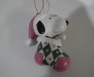 Lenox Snoopy im Strumpf rosa skurril Snoopy/Woodstock Ornament - Bild 1 von 6