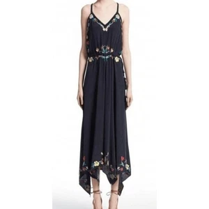 Calypso St. Barth XS Rodru floral Embroidered dress blue 100% Silk maxi - Picture 1 of 11