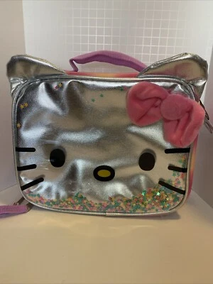 Bolsa de almuerzo cuadrada para niños Hello Kitty, color rosa, lazo 3D, adorable lonchera. Foto 1 de 4