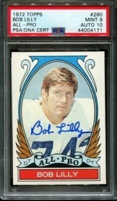1972 TOPPS FOOTBALL ALL-PRO #280 BOB LILLY COWBOYS HOF PSA 9 DNA POP 2 None High - Image 1 of 2