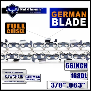 Holzfforma 56inch" 3/8" .063" 168DL Full Chisel Saw Chain For STIHL & Husqvarna - Picture 1 of 1