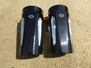 N.O.S. HARLEY DAVIDSON BLACK EDGE CUT UPPER FORK SLIDER COVER SET 45600006 41mm - Picture 1 of 7