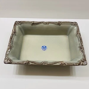 Ceramic Casserole Baking Dish Green Brown Rectangular Portugal NEW - Picture 1 of 5
