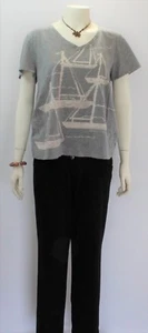 Tommy Hilfiger Women's Light Gray Boats Graphic Tee Shirt - Picture 1 of 10