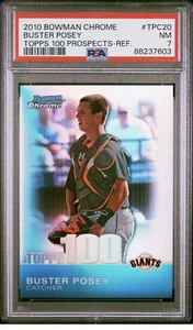 2010 Bowman Chrome Buster Posey Topps 100 Refractor /499 TPC20 Rookie PSA 7 - Picture 1 of 2