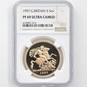1997 Great Britain Elizabeth II Sovereign 5 Pounds Gold Proof Coin NGC PF 69 UC - Picture 1 of 4
