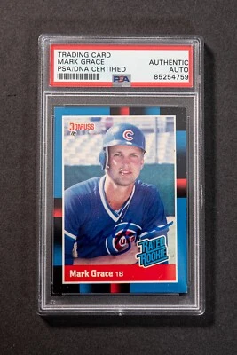 Tarjeta de béisbol Mark Grace, Chicago Cubs - firmada 1988 Donruss ROOKIE - PSA/DNA Foto 1 de 2