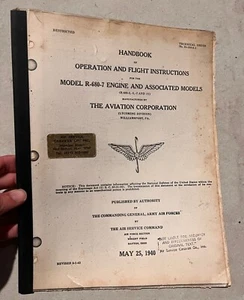 Handbook Model R-680-7 Engine Operation & Flight Instructions AAF 1940 WWII - Picture 1 of 5