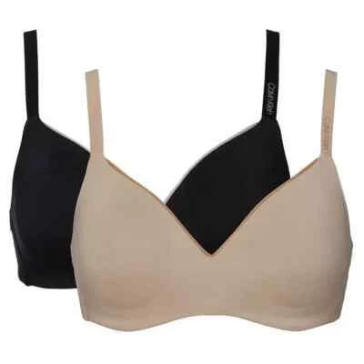 NWT!Calvin Klein Women's 2 Pack Lightly Lined Wire free Bra ,BLACK/NUDE - Image 1 of 4