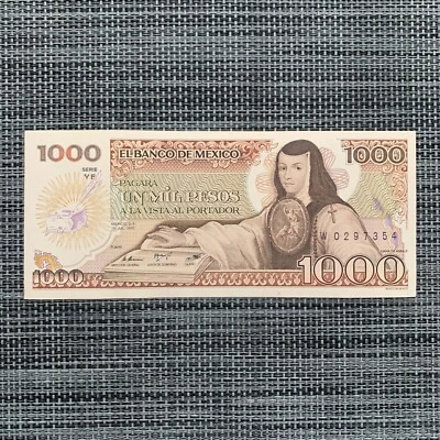 Mexican 1000 Pesos Banknote 1980's Banco de Mexico Paper Money Currency - Image 1 of 4