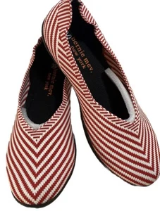 BERNIE MEV Balletto donna Valerie schiuma ROSSO BIANCO righe piatto TG EU 37 US 6 NUOVO - Foto 1 di 6