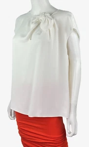 $1,195 NWT Giorgio Armani 16 US 52 IT XL 100% Silk White Blouse Dress Top Runway - Picture 1 of 13