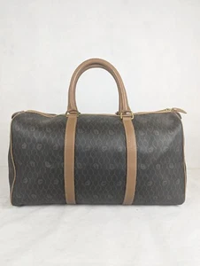 Christian Dior Honeycomb Canvas Boston Bag Brown PVC Leather Made in France. - Picture 1 of 16