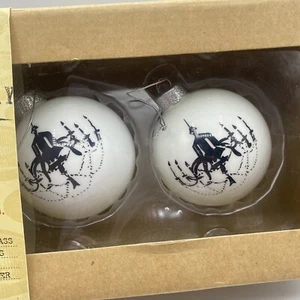 Old Navy Set of 2 Glass Ball Christmas Ornaments Chandelier White Black New - Picture 1 of 5