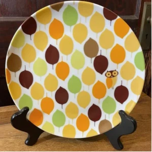 Rachael Ray Little Hoot Owl Brown Green Yellow Orange Leaves Salad Plate - Picture 1 of 3