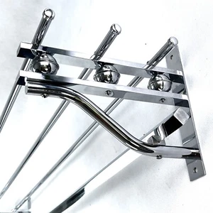 Art Deco Wardrobe Wall Mounted Coat Rack 1930s Silver Chrome Approx 100cm - Picture 1 of 4