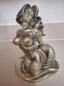 Sexy Mermaid Bronze Look Bust Figurine - Picture 1 of 10