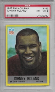 1967 PHILADELPHIA FOOTBALL RC Johnny Roland #163 PSA 8 NM-MT St. Louis Cardinals - Picture 1 of 2