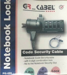 GR-Kabel PQ-498 Code Security Notebook Lock, Silver - Foto 1 di 2