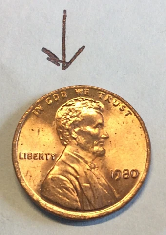 1980 P Lincoln Memorial Penny Obverse Slightly Off-Center Circulated As Shown Cover
