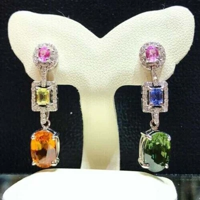 Beautiful 5.88CT Simulated Multi Shape & Multi Color Drop Dangle Women Earrings - Image 1 of 4