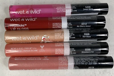 Lot of 5 Wet n Wild MegaSlicks Lip Gloss Assortment- 551D/545B/556B/557B/558B - Image 1 of 4