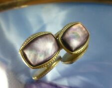 Vintage 50's Mother of Pearl Cufflinks Gold Tone Links Greyish MOP Glass