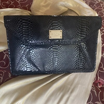 NWOB Michael Kors Black Python Slim Leather Clutch/Ipad/Laptop Sleeve NEW - Image 1 of 4