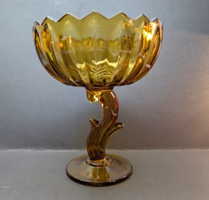 Vintage Indiana Glass Co Braunglas Lotusblume Sockel Kompott Herzstück - Bild 1 von 7