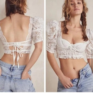For Love and Lemons Cropped Korsett Top mit Spitze - Bild 1 von 12