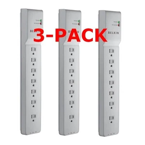 Protector contra sobretensiones Belkin BE107200-06 7 salidas hogar oficina delgado 6 pies ángulo recto paquete de 3 - Imagen 1 de 8
