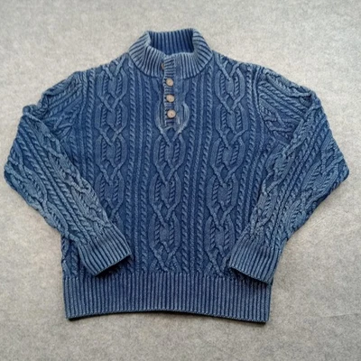Territory Ahead Sweater Men Large Cable Knit Mock Neck Henley Pullover Fisherman - Image 1 of 4