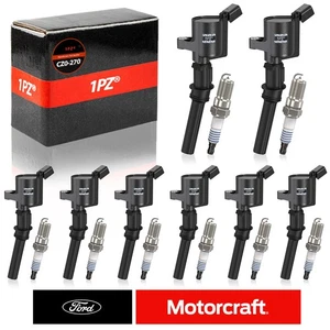 8X Ignition Coil & Spark Plug For Ford E-150 E-250 4.6L 5.4L V8 OEM DG491 SP479 - Picture 1 of 6