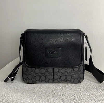 New Coach Men's Navy Sprint Map 25 Signature Jacquard & Leather Bag CE534 - Image 1 of 4