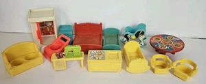 Vtg Fisher Price Little People Furniture Lot FPLP - Picture 1 of 5