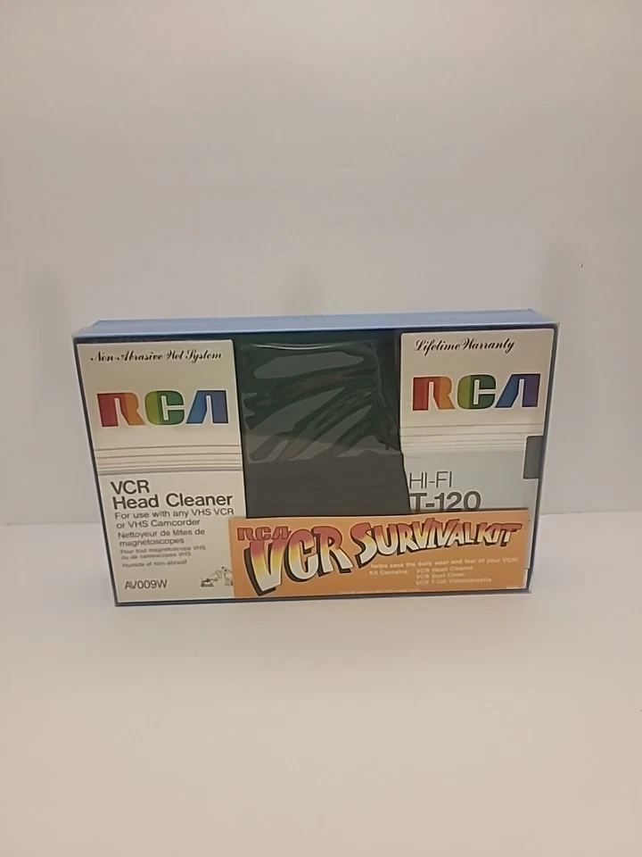 VNTG RCA VCR Cleaner VCR Survival kit head cleaner dust cover and t-120 tap NOS - Image 1 of 4