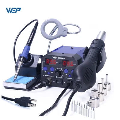 WEP 938BD-II Soldering Iron Station Hot Air Gun Rework Station with LED Lamp - Image 1 of 4